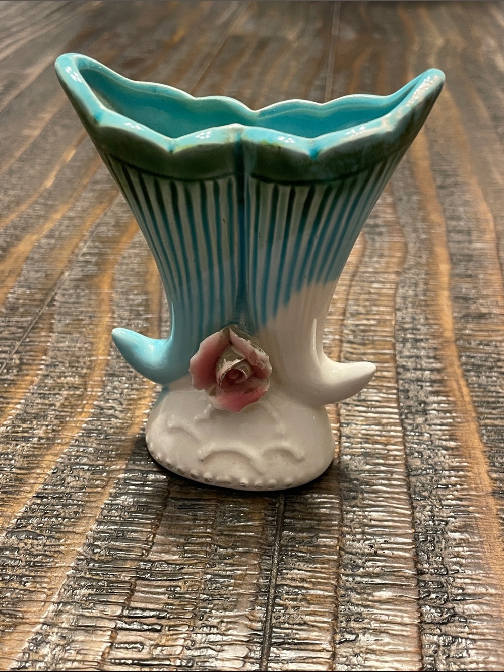 Vintage Mid-Century Japanese Double Cornucopia Miniature Vase
